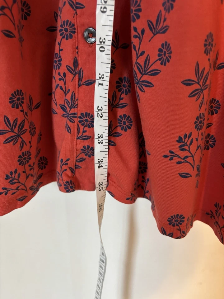 Boden Dress 6 Orange Floral Long Sleeve Fit & Flare Button Short Comfy Boho Fall - Image 4 of 4