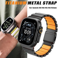 Titanium Rubber Strap for Apple Watch Ultra 3 2 1 49mm 10 11 46mm 45MM 44MM