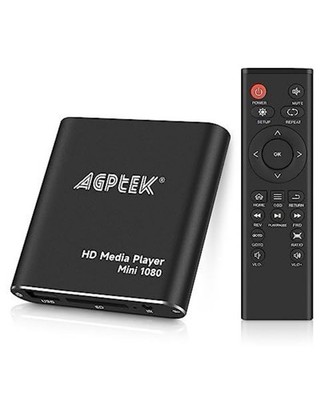 AGPTEK HDMI Media Player, Black Mini 1080P Full-Hd Ultra - Open box