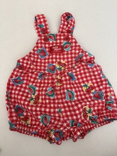 Vintage Oshkosh Baby Infant overalls Plaid Fruit 3/6 months