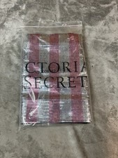 VICTORIA  S SECRET Pink Silver Stripe Sequin Bling Weekender Tote Bag Limited Ed