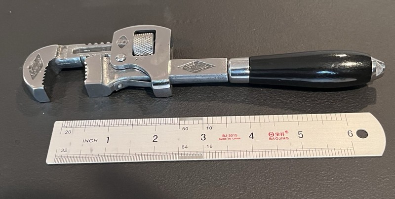 Vintage Stillson No 8 Adjustable Monkey Wrench With Wood Handle. Walworth Mfg Co