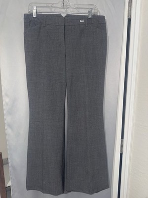 Express Design Studio Gray Women s Dress Pants Zip Button Wide-Leg Flat Front
