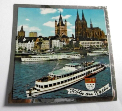 Souvenir-Aufkleber Köln am Rhein Panorama Dom KD Schiffe 70er Jahre Motiv 11x11