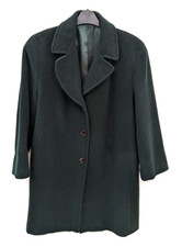 Hamells Coat Womens Uk 12 Petite Green Wool Cashmere Trench Mid Length Vtg 90s