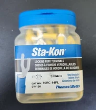 (50 Pk) Sta-Kon 10RC-14FL 12-10 Awg Vinyl Locking Fork Terminal 1/4" Stud