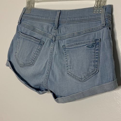 Hollister Short-Short Low Rise Shorts Denim Jean Womens Size 0 W24 Distressed - Picture 8 of 8