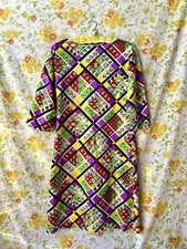 Vintage 1960s Psychedelic 3/4 Sleeve Dress Size Medium Polyester