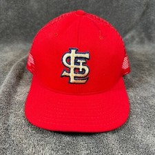 Vintage St Louis Cardinals Trucker Hat Snapback Red Mesh Made in USA Flat 70s
