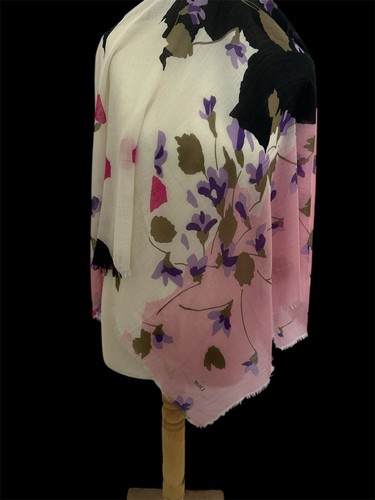 RS#Christian Dior scialle in cashmere multicolore 44/37 pollici ha macchia e foro - Foto 2 di 10