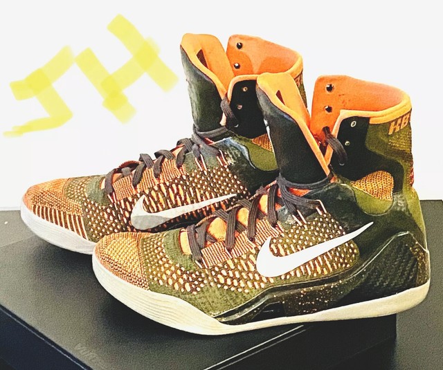 Nike Kobe 9 IX Elite Strategy Sequoia Crimson Orange Green Mens Size 10.5 Rare | eBay