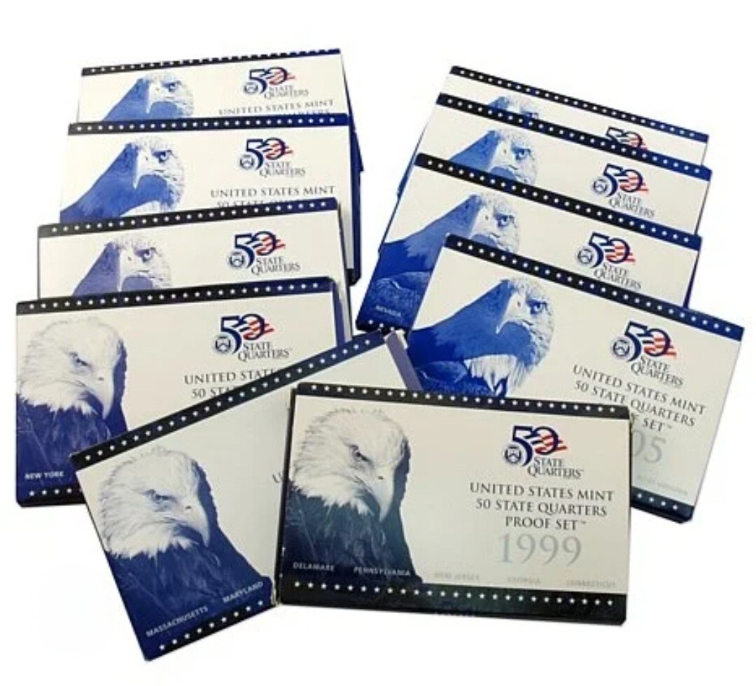 1999 - 2008 S Complete 50 State Proof Quarter Set OGP US Mint Box , COA Lot 2251