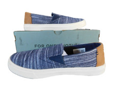TOMS Luca Slip-On Sneaker sz Youth 4 Navy Stripe Chambray