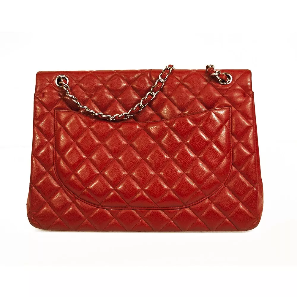 Timeless Chanel Red Quilted Lambskin Classic Jumbo Double Flap Bag Leather  ref.934779 - Joli Closet