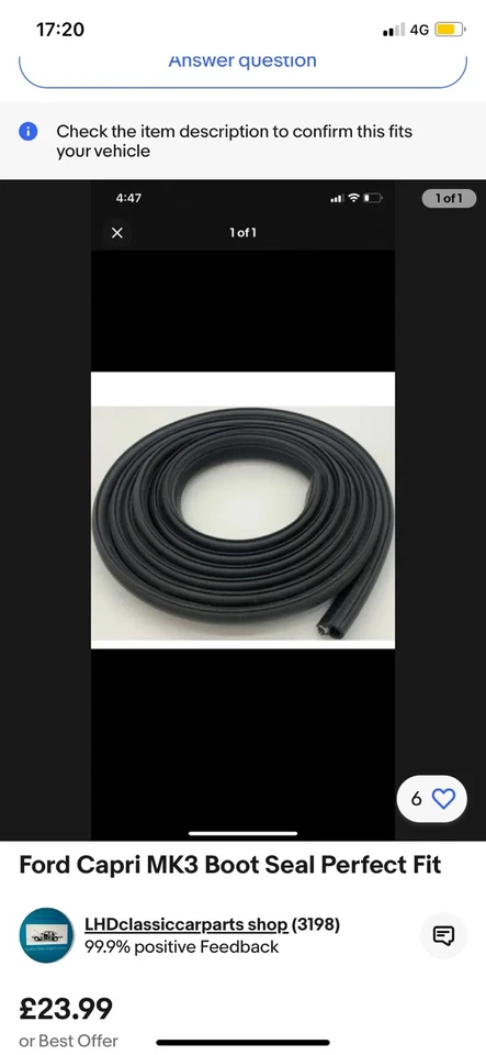 Kits de sello de puerta y bota moldeadas para esquinas Ford Capri MK3 Foto 2 de 2