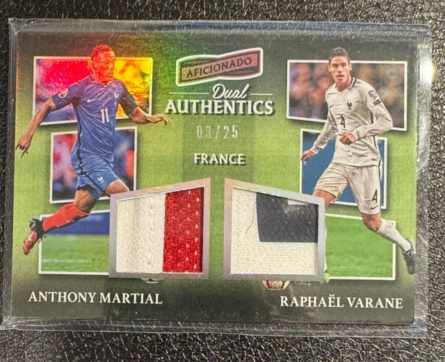 Panini 16-17 Aficionado Soccer Dual Authentics France Martial & Varane /25