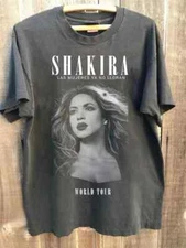 Shakira T-Shirt 2025 Tour Charcoal Cotton Graphic Tee Reprint S–4XL