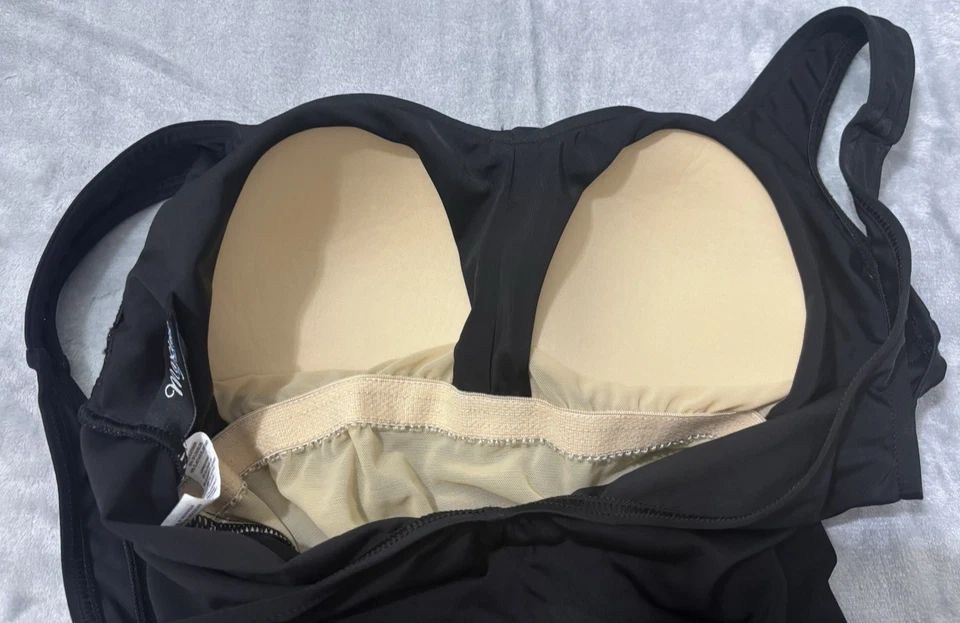 Maxine of Hollywood Traje de Baño Negro 12 Acanalado Abdomen Control Sujetador Incorporado Foto 4 de 4