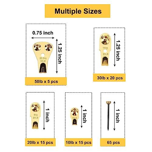 120-Piece Picture Hook Set - 6 Sizes For Walls With Nails Included