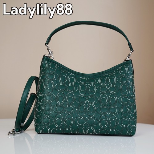 Neu mit Etikett Coach CX258 Laurel Schultertasche mit charakteristischen Nieten Kieselleder 528 $ - Bild 5 von 15