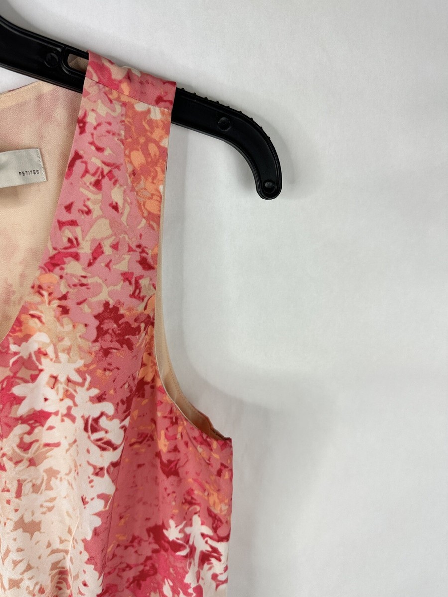 Loft Women's Dress 8P Pink Beige A Line Sleeveless Lined Pockets Floral |  eBay