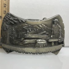 1981 Bergamot Brass Works E-86 Logger Lumberjack Belt Buckle Vintage