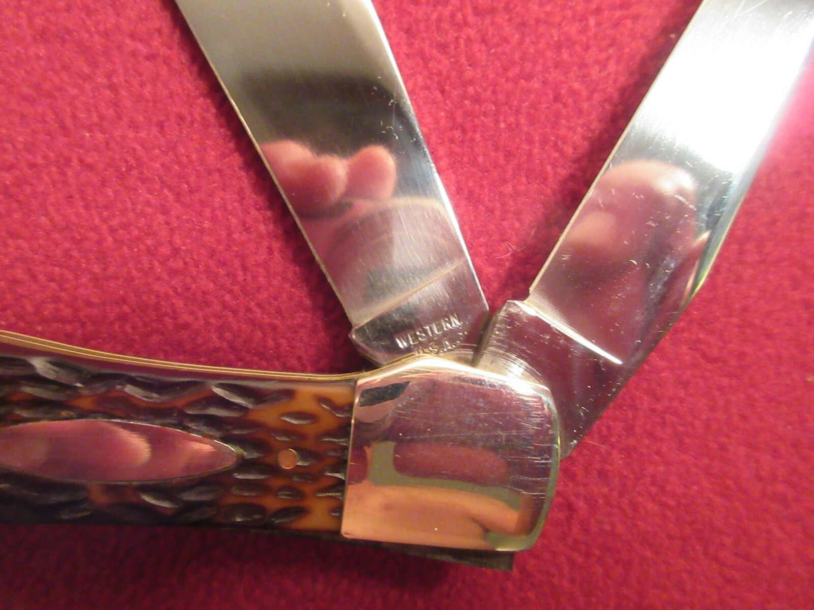 RARE VINTAGE NM/MT WESTERN U.S.A. LARGE FOLDING HUNTER KNIFE W/SHIETH