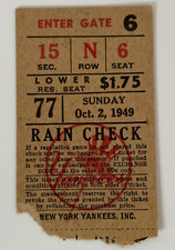 1949 Yankee Ticket Last GM Tops Red Sox/MVP Ted Williams No Triple Crown/Loss⚾️
