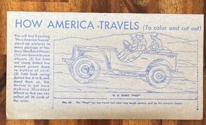 Vtg 1940s Nabisco ‘How America Travels’~U.S. Army ‘PEEP’ Car~Card #36~Jeep