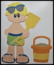 Beach Boy Blonde Hair Handmade Paper Piecing Embellishment for Cards Pages PCC