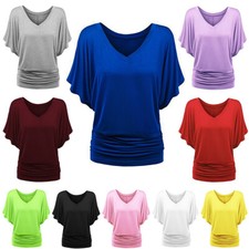 Women Boat Neck Top Short Sleeve T Shirt Casual Solid Color Side Ruched Shirts