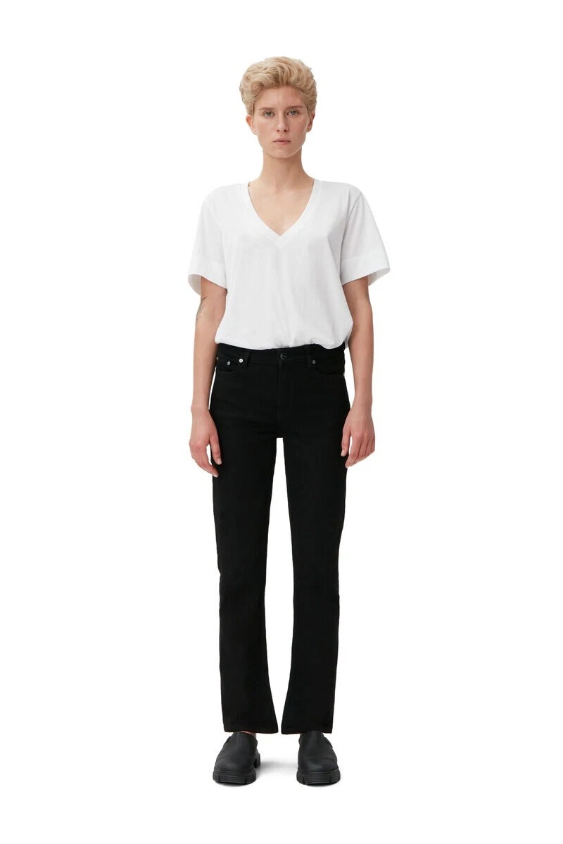 GANNI COMFORT STRETCH HIGHWAIST STRAIGHT LEG WOMEN'S Black