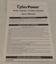 Cyber Power ST425 ST625U ST900U SX550Ga User Manual Instructions Only