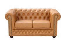 % CHESTERFIELD COGNAC SET 1+2+3 SITZER SOFA SESSEL VINTAGE COUCH BETT LEDER LOOK