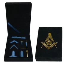 Masonic Working Tools, Blue+Gold Freemason Tools Accessories Mini Velvet Box Set