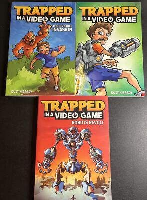 #1-3 TRAPPED IN A VIDEO GAME SERIES: Lot of 3 Paperback Books by Dustin Brady