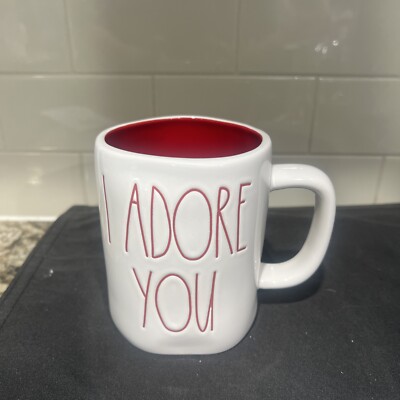 Rae Dunn I ADORE YOU Mug Valentine's Day LL Magenta Red Inside New