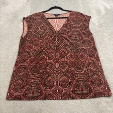 VTG Chaps Southwestern Tribal Boho Sleeveless Tunic Top Womens 2X Red 70s Style