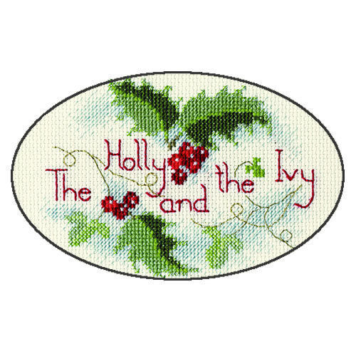 Derwentwater Designs Cross Stitch Kit - Christmas Card, Holly & Ivy