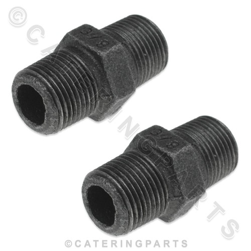 3/8" BSP MALE EQUAL NIPPLES PAIR OF STRAIGHT IRON GAS PIPE CONNECTORS COUPLINGS - Picture 7 of 12