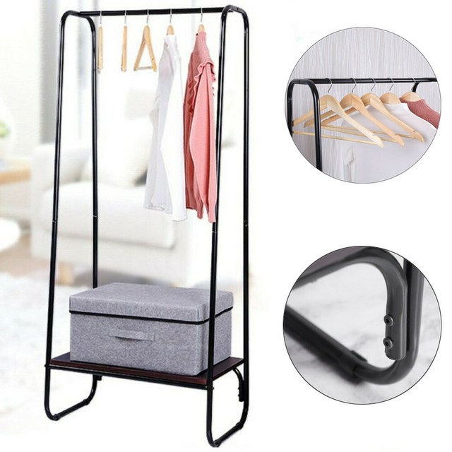 Metal Coat Rack Heavy Duty Clothes Hanger with Storage Shelf Home