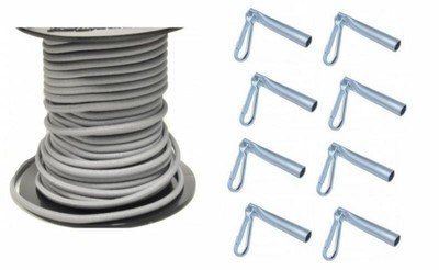 15 m Expanderseil  Ø 8 mm GRAU + Seilendverschlüsse mit Simplexhaken (25.59 /1St