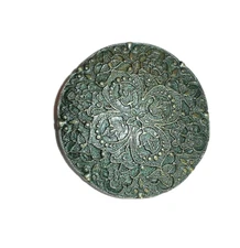 Gorgeous Lg Green Floral Antique Repro Metal Shank Button 1-9/16" Green Flower