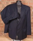 Glou Collection Mens Suit Jacket Pants Loro Piana Wool Blue Stripe Size 44 R