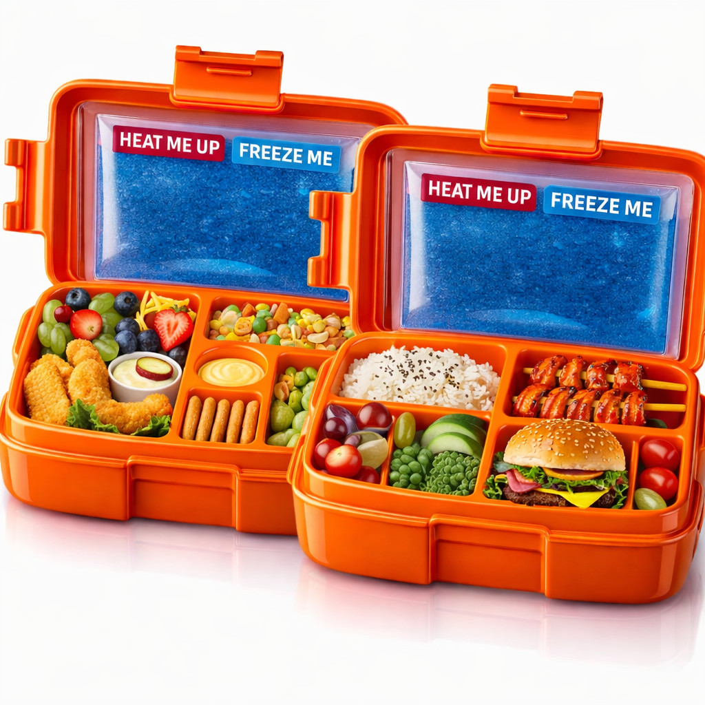 Bento Lunch Box with Hot & Ice Packs Leakproof Containers Insulated Meal 2-PACK