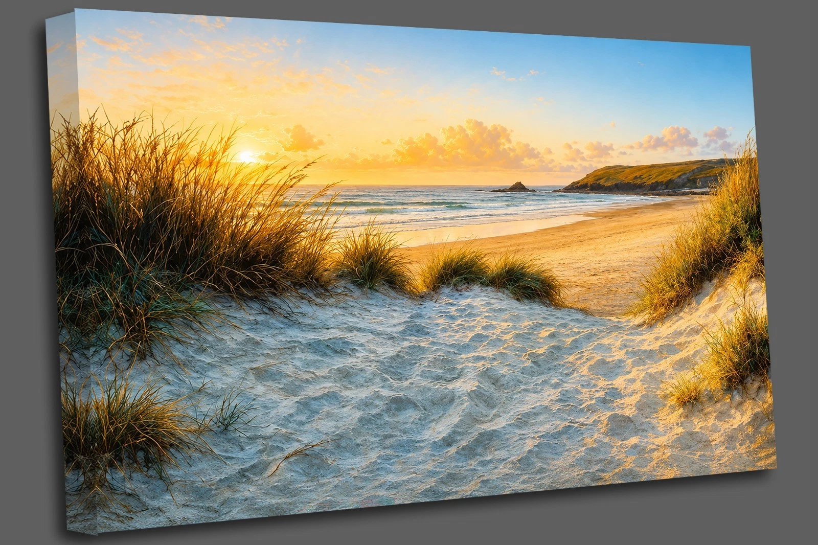 Sunset sand dunes at Crantock beach Canvas Print Wall Art Picture Home Decor
Opens in a new window o