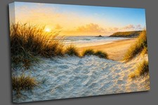 Sunset sand dunes at Crantock beach Canvas Print Wall Art Picture Home Decor
