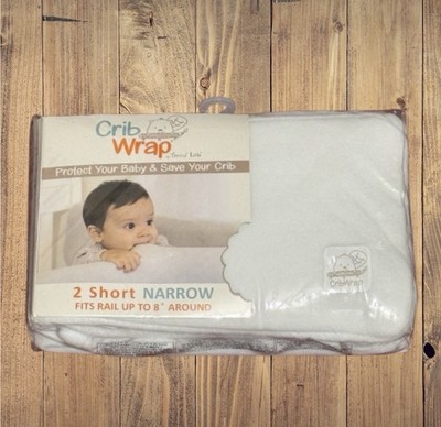 CribWrap by Trend Lab Narrow Crib Rail Cover 2 Short White Waterproof Padded