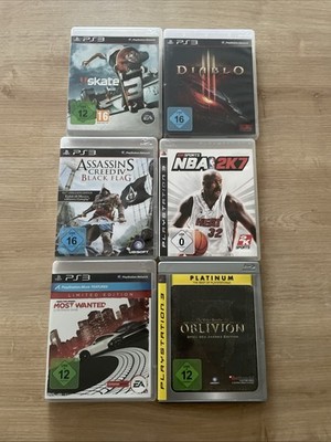 Sony PlayStation 3 Spielekollektion Skate 3, Diablo 3, Assassins Creed Black Fl.