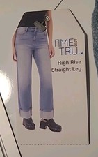 Time And Tru Women  s High Rise Straight Cuff Leg Light Blue Size 4 NWT